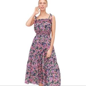 J. CREW Smocked Dress Watermark Floral Midi
